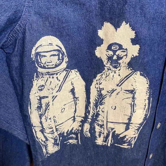 Dickies Denim BSIDE Collab SIGNED Astronaut Graphic Long Sleeved Shirt Men's S - Picture 2 of 9